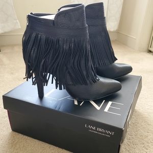 Lane Bryant leather fringe ankle boots